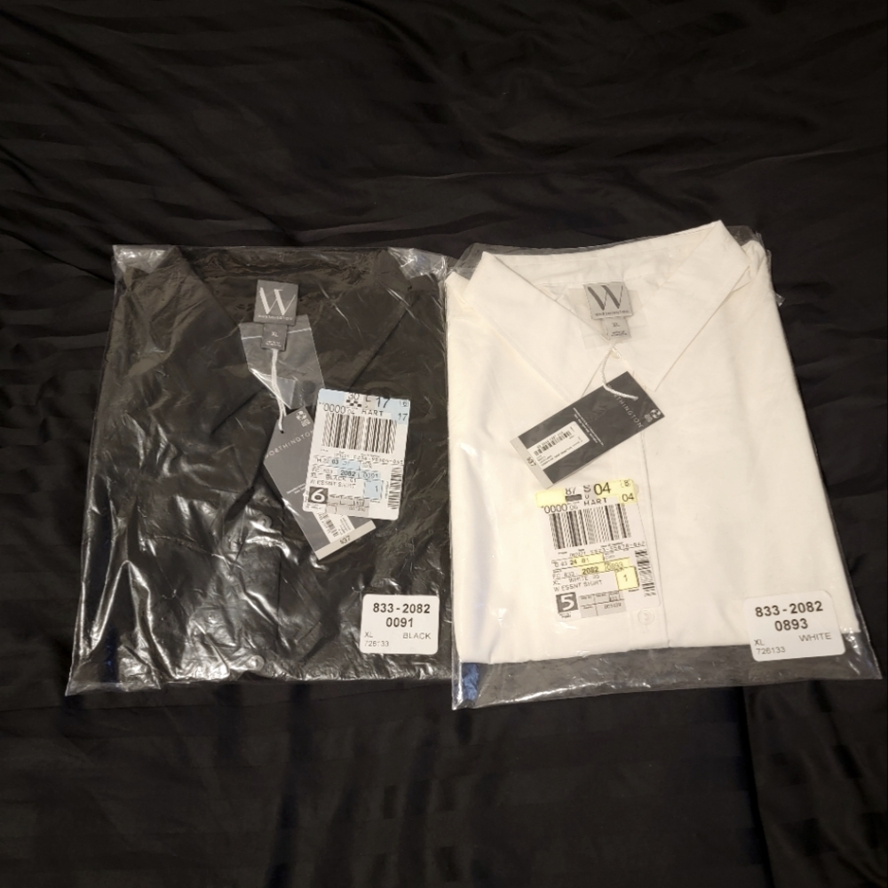 NWT Two!! Worthington Women's Long Sleeve Button Down Modern Fit . Black White